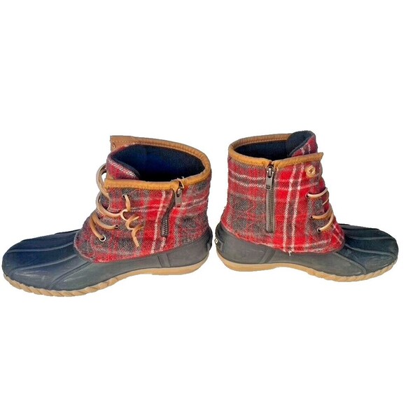 STQ Walk Into Winter Boots Women Size 9 Red Plaid Duck ST210317 Synthetic/TPR - Picture 7 of 12